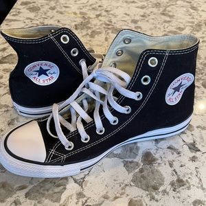 converse chuck taylor high tops size 10 womens or mens size 8 black and white
